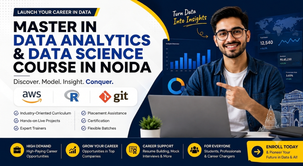 Best Data Analytics Course in Delhi with hands-on training in Excel, SQL, Python, Power BI, and Tableau